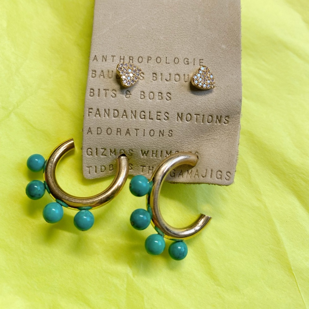 new Anthropologie Tabitha Huggie Hoop Set - Picture 3 of 5